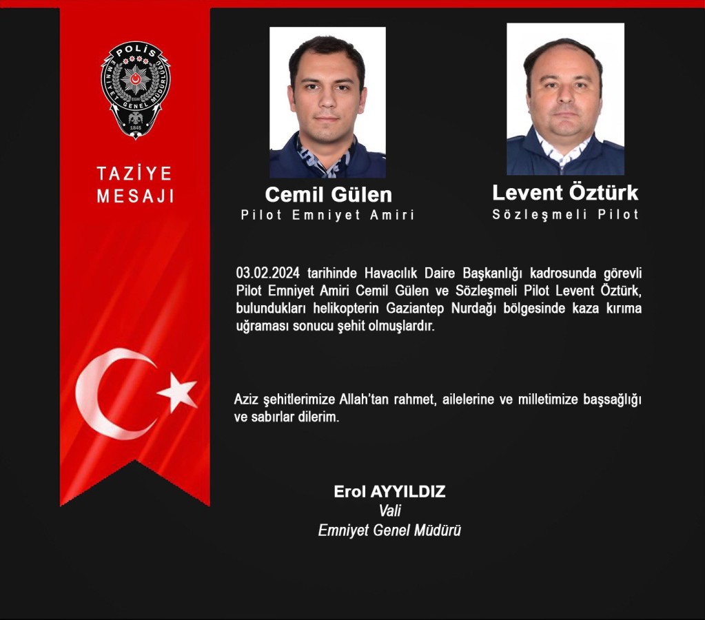 Gaziantep’te helikopter düştü: 2 polis şehit oldu